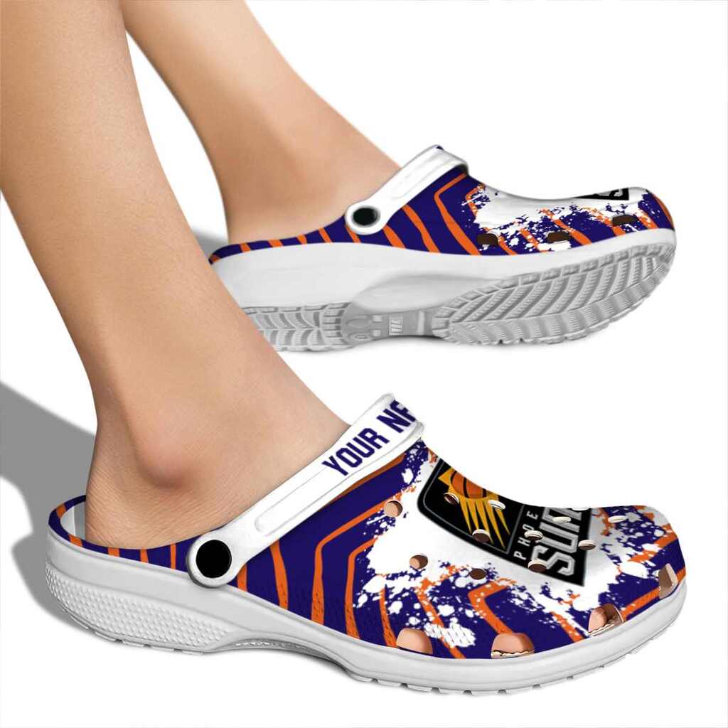 Custom Phoenix Suns Zigzag Paint Burst ClogTVC1801691 - Image 2
