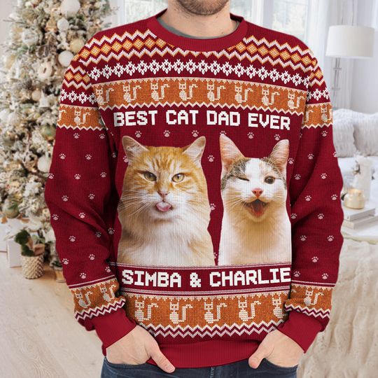 Custom Photo Born To Be A Cat Mom - Cat Personalized Custom Ugly Sweatshirt - Christmas Gift For Pet Owners, Pet Lovers - Image 5