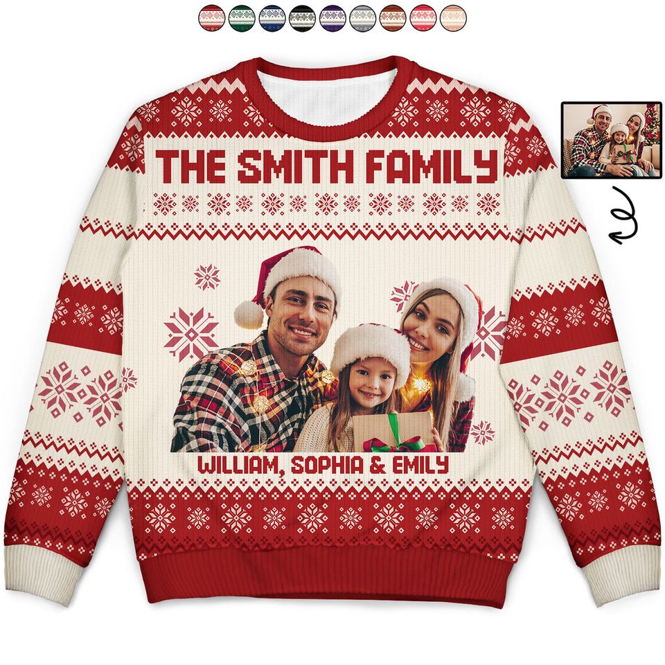 Custom Photo - Christmas, Funny Gift For Family, Couple, Dad, Mom, Grandpa, Grandma - Personalized Unisex Ugly Sweatshirt