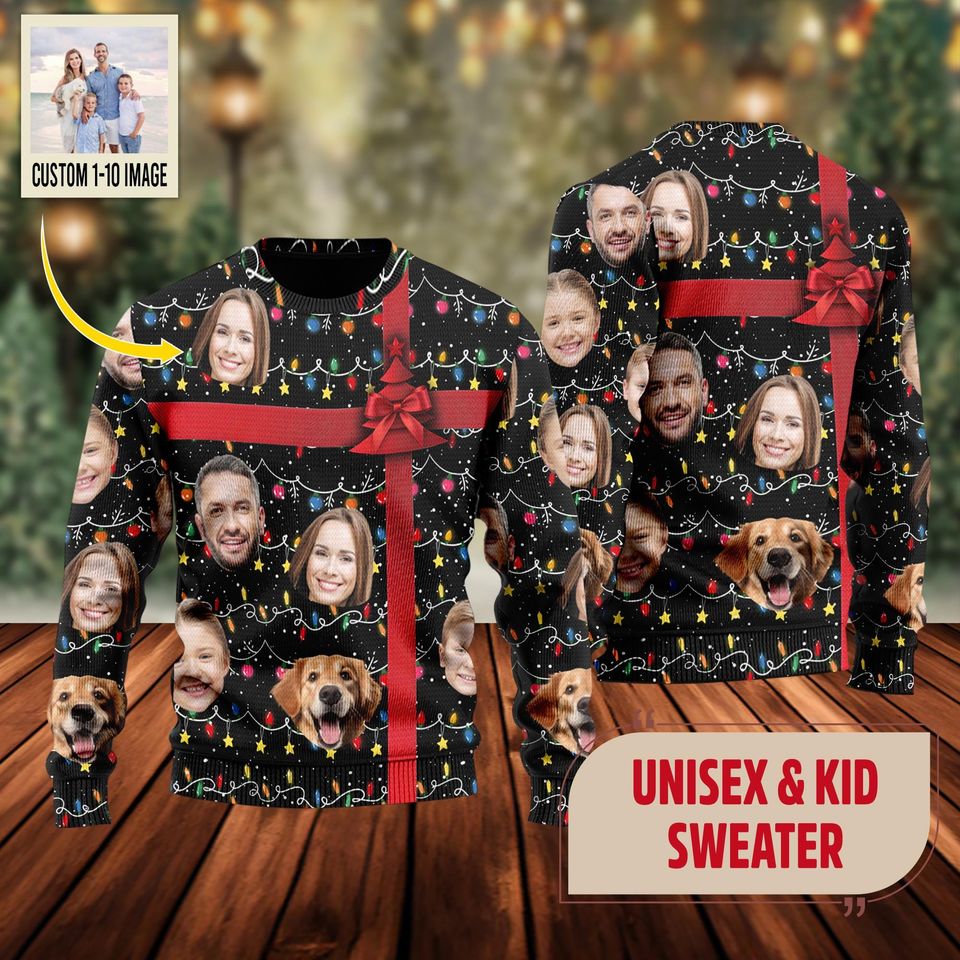 Custom Photo Christmas Present Ugly Christmas Sweater