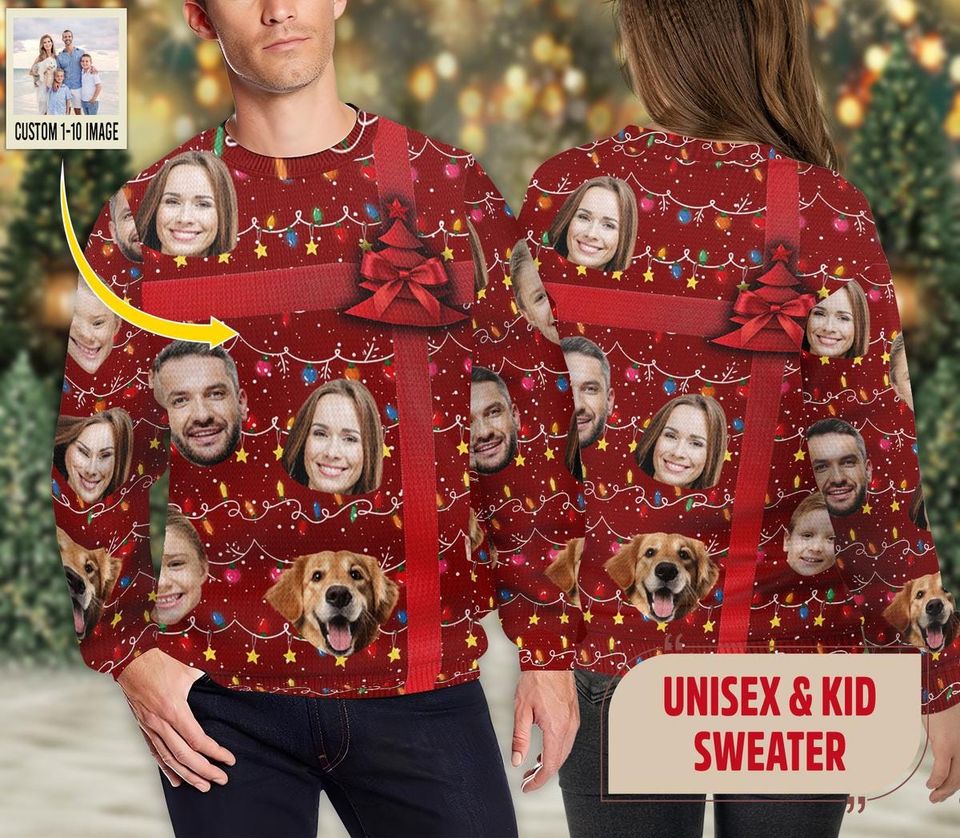 Custom Photo Christmas Ugly Sweater for Personalized Gifts