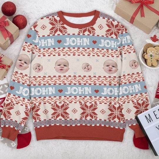 Custom Photo Colorful Ugly Christmas Sweater - Image 3
