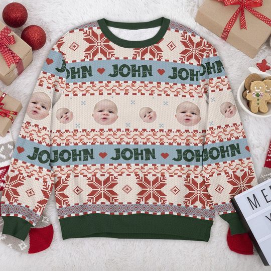 Custom Photo Colorful Ugly Christmas Sweater - Image 4