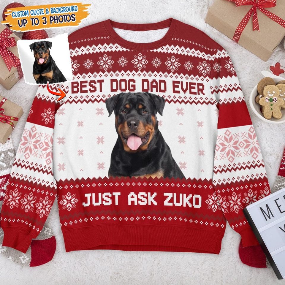 Custom Photo Dog Cat Best Mom Dad AOP Ugly Sweatshirt