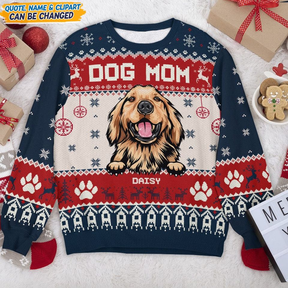 Custom Photo Dog Dad Dog Mom Ugly Sweater