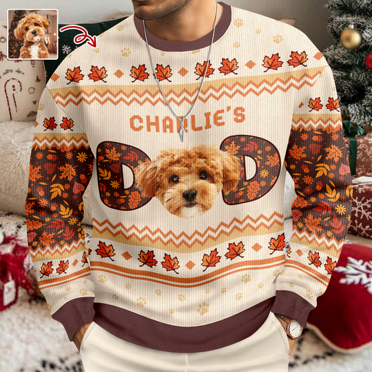 Custom Photo Dog Dad, Dog Mom Ugly Sweater - Image 5
