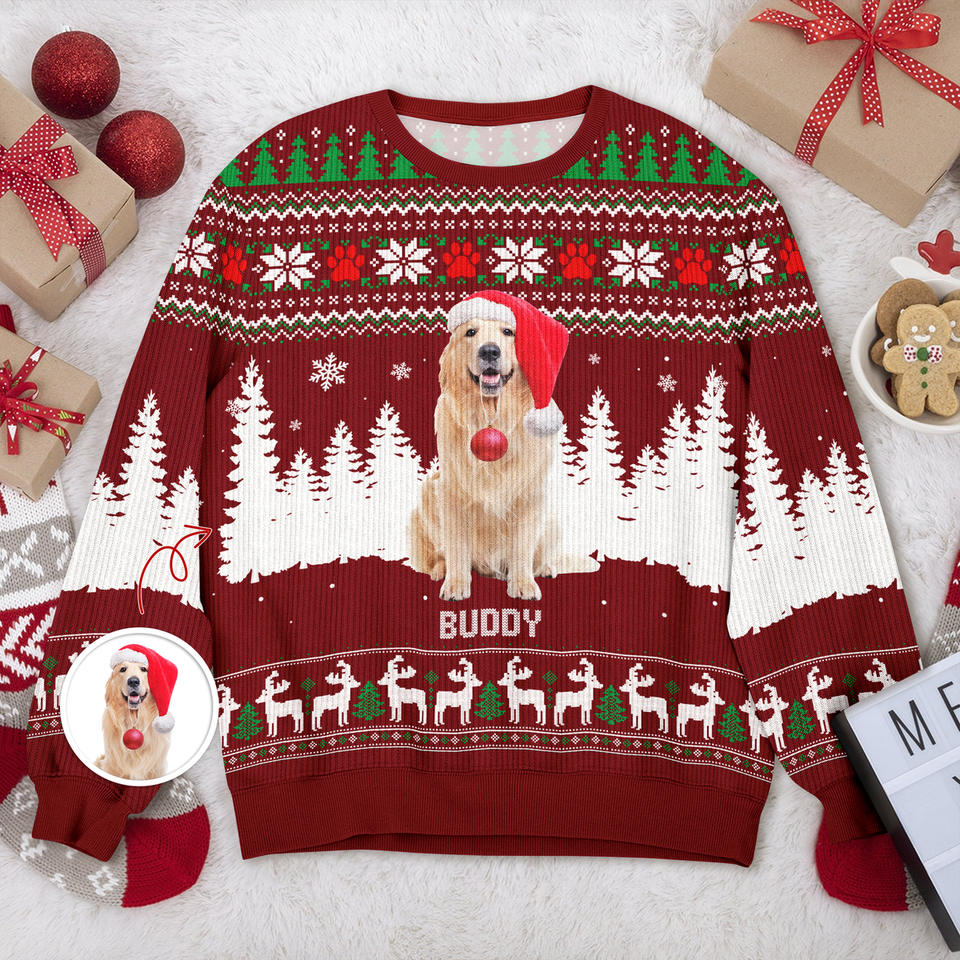 Custom Photo Dog Winter Ugly Sweater Gift For Dog Lovers