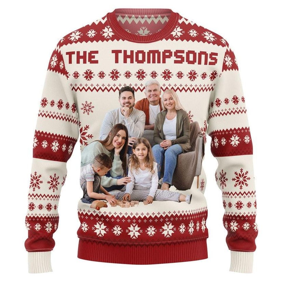 Custom Photo Family Ugly Sweater, Personalized Face Christmas Family Ugly Sweater - Image 4
