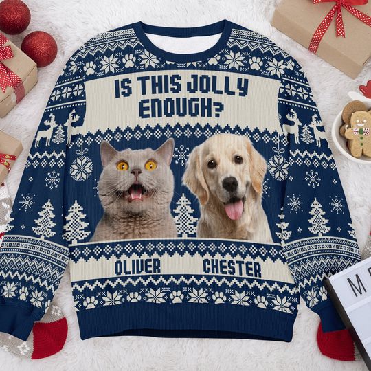 Custom Photo Is This Jolly Enough - Personalized Custom Ugly Sweater - Christmas Gift For Pet Lover - Image 6