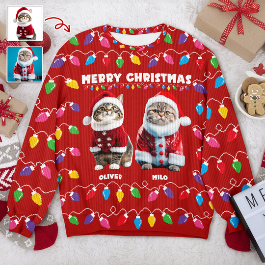 Custom Photo Meowy Catmas Christmas Ugly Sweater HA75 892970 - Image 4