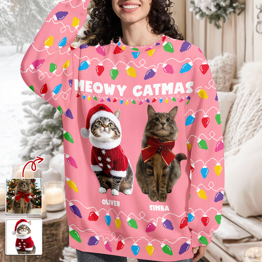 Custom Photo Meowy Catmas Christmas Ugly Sweater HA75 892970 - Image 6