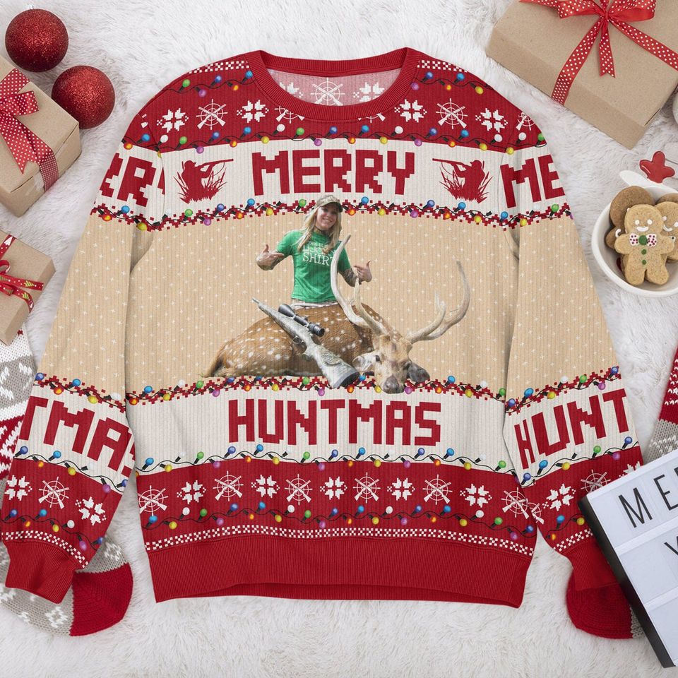 Custom Photo Merry Huntmas Sweater Gift For Hunting Lovers - Image 2