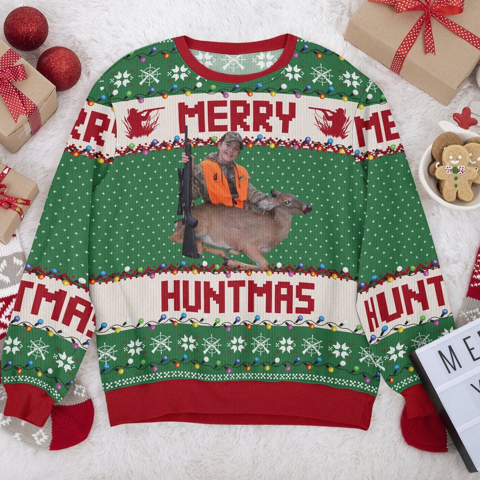Custom Photo Merry Huntmas Sweater Gift For Hunting Lovers - Image 3