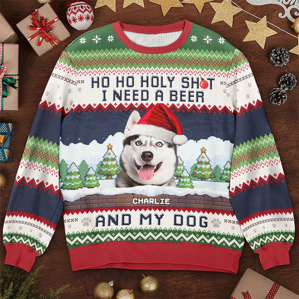 Custom Photo Pawsitively Joyful Holiday - Dog Personalized Ugly Sweatshirt - Christmas Gift For Pet Owners, Pet Lovers