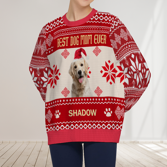Custom Photo Personalized Custom Ugly Sweater Lovely Puppy Face Best Dog Mom Ever Christmas Sweater - Image 6