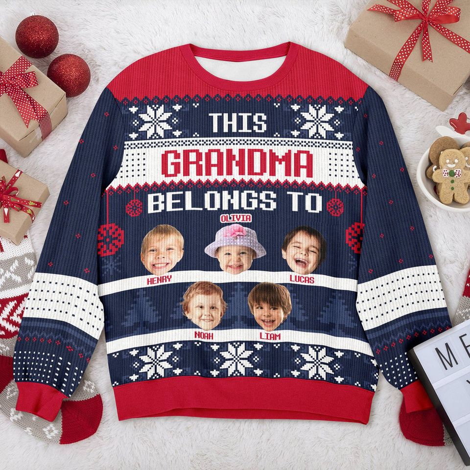 Custom Photo This Grandma Belongs To Christmas Ugly Sweater