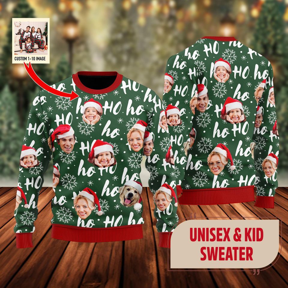 Custom Photo Ugly Christmas Sweater Design for Holidays