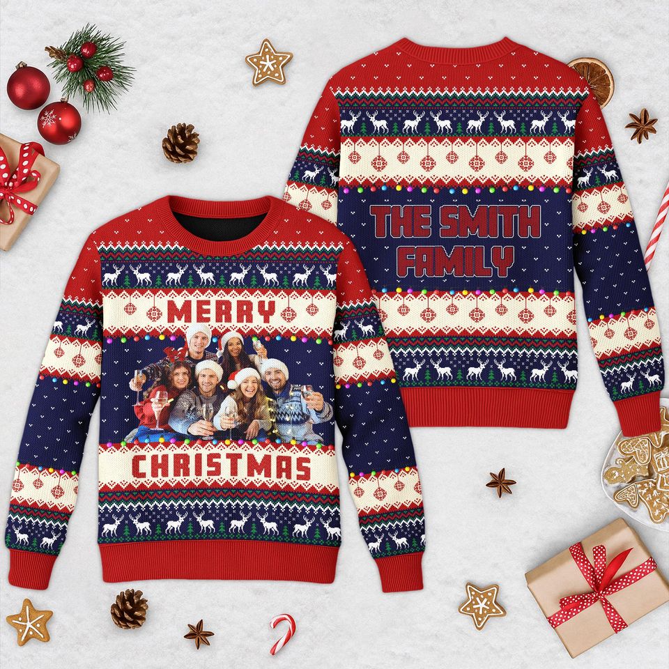 Custom Photo Ugly Christmas Sweater, Photo Family Sweater, Christmas Gift, Personalized Family Photo Sweater, Custom Face Shirt, Logo Shirt