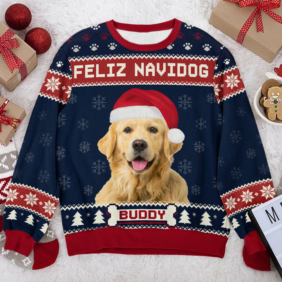 Custom Photo We Wish You A Merry Woofmas - Dog Personalized Sweatshirt - Gift For Pet Owners, Pet Lovers