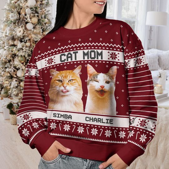 Custom Photo World's Best Cat Dad - Cat Personalized Custom Ugly Sweatshirt - Christmas Gift For Pet Owners, Pet Lovers - Image 6
