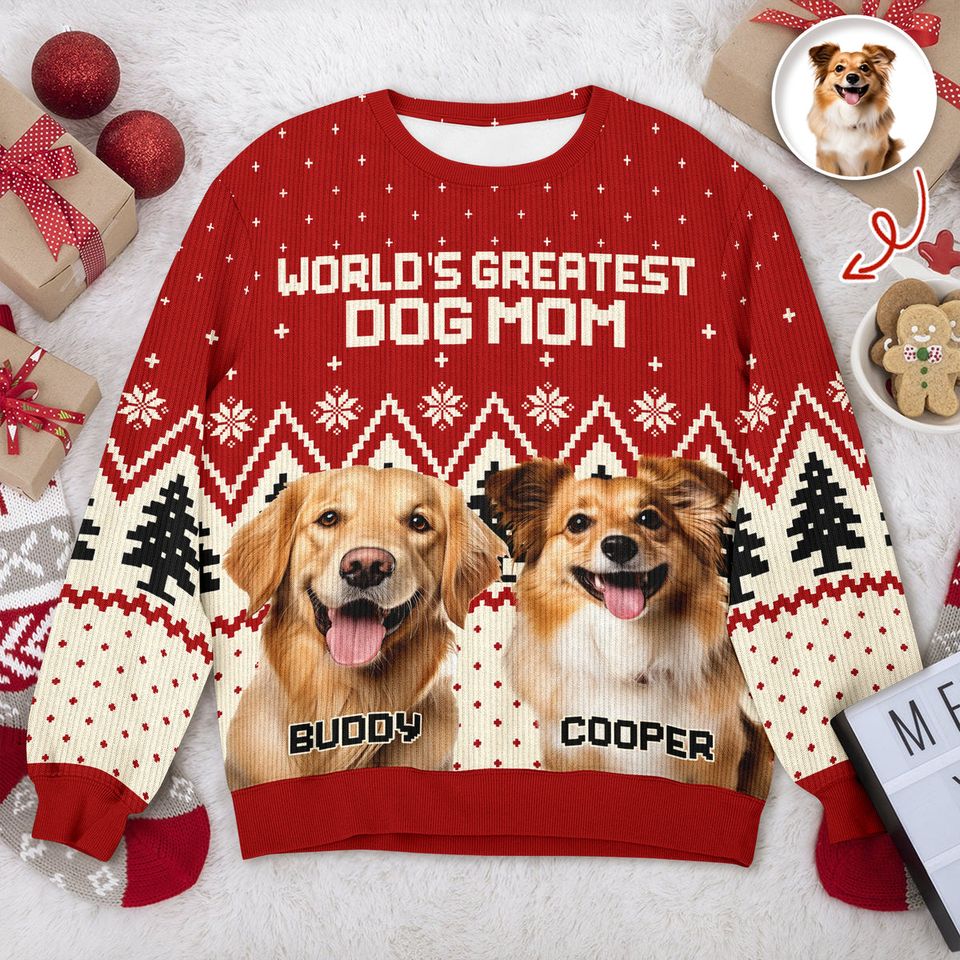Custom Photo World's Greatest - Personalized Ugly Sweater For Dog Lovers