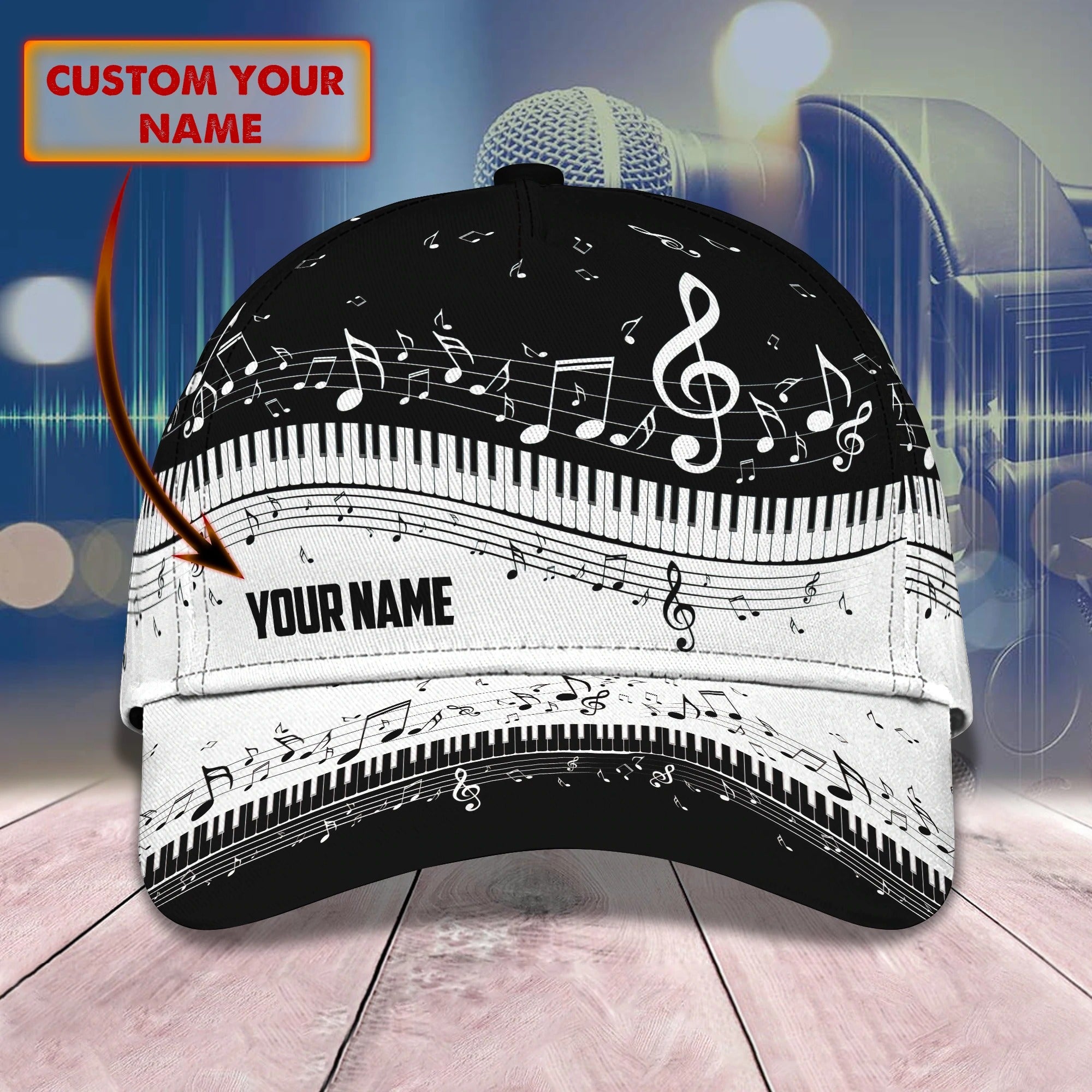 Custom Piano Baseball Cap Full Print For Piano Lover, To My Wife, Husband, Son, Daughter Piano Lover Gifts Trucker Hats Custom Hats Gifts For Men & Women