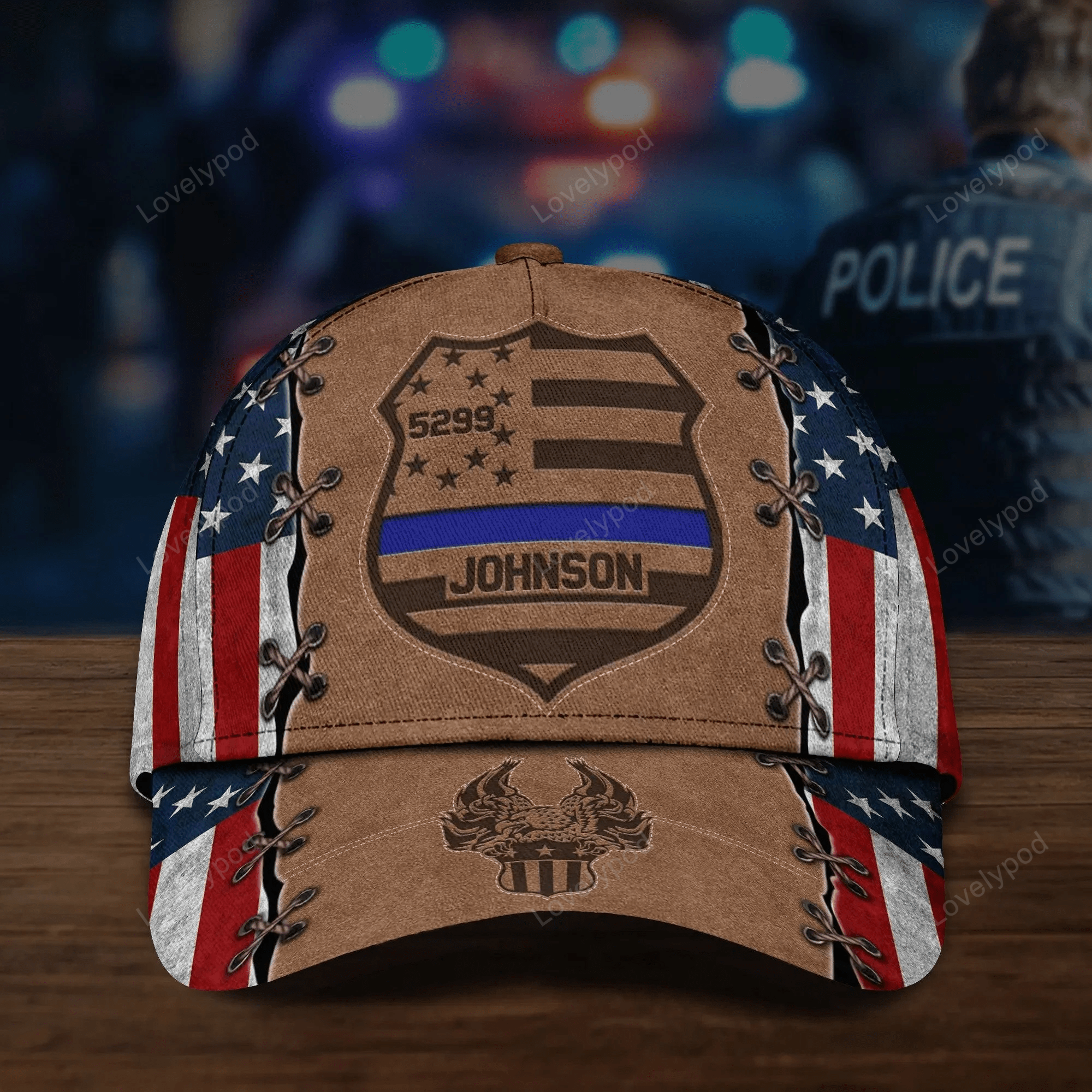 Custom Police Badge Cap, Police Badge Custom Name and Number Police Hat for Dad, Police 3D Cap for Him Trucker Hats Custom Hats Gifts For Men & Women