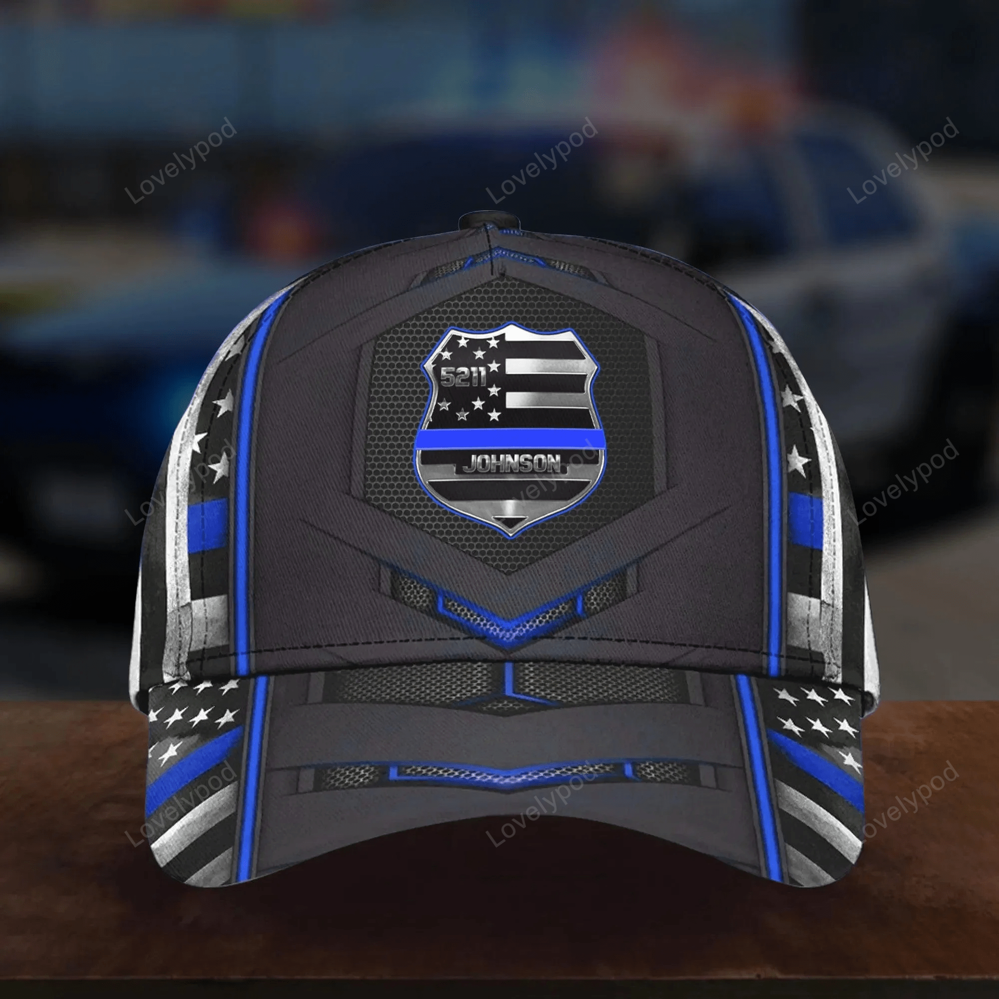 Custom Police Badge Cap, Police Badge Custom Name and Number Police Hat for Dad, Police 3D Cap for Him Trucker Hats Custom Hats Gifts For Men & Women