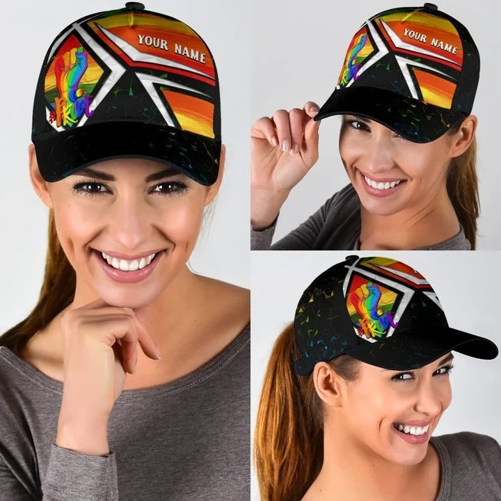 Custom Pride Cap For Gay, Pride Hastage Rainbow Lgbt All Over Printed Baseball Cap Hat, Les Gifts Trucker Hats Custom Hats Gifts For Men & Women