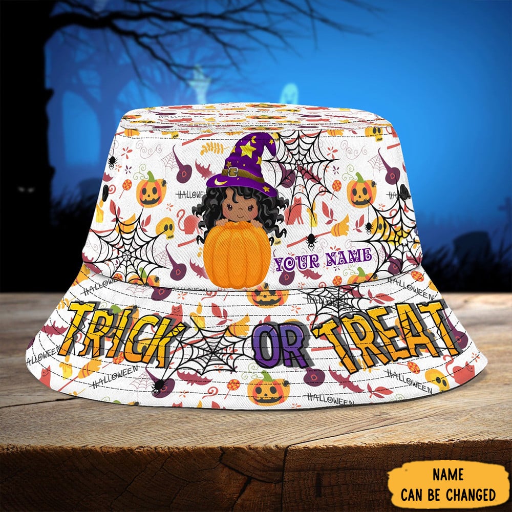 Custom Pumpkin Trick Or Treat Halloween Bucket Hat Cute Halloween Gifts For Her Trucker Hats Custom Hats Gifts For Men & Women