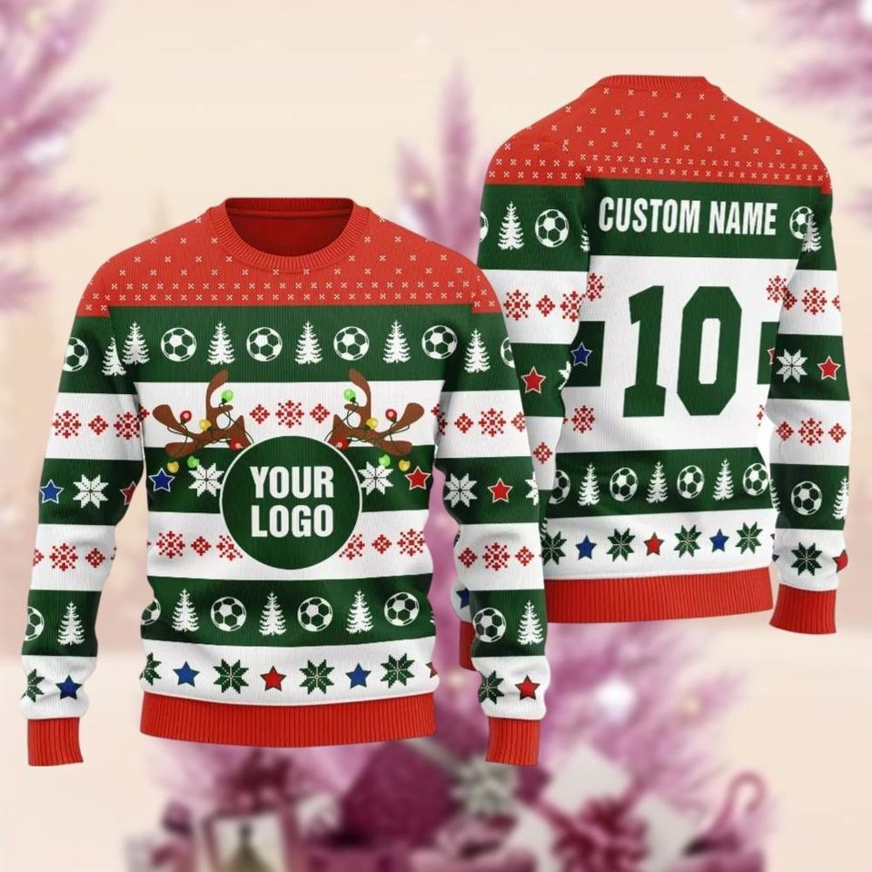 Custom Reindeer Christmas Ugly Sweater, Deer Merry Christmas Sweater