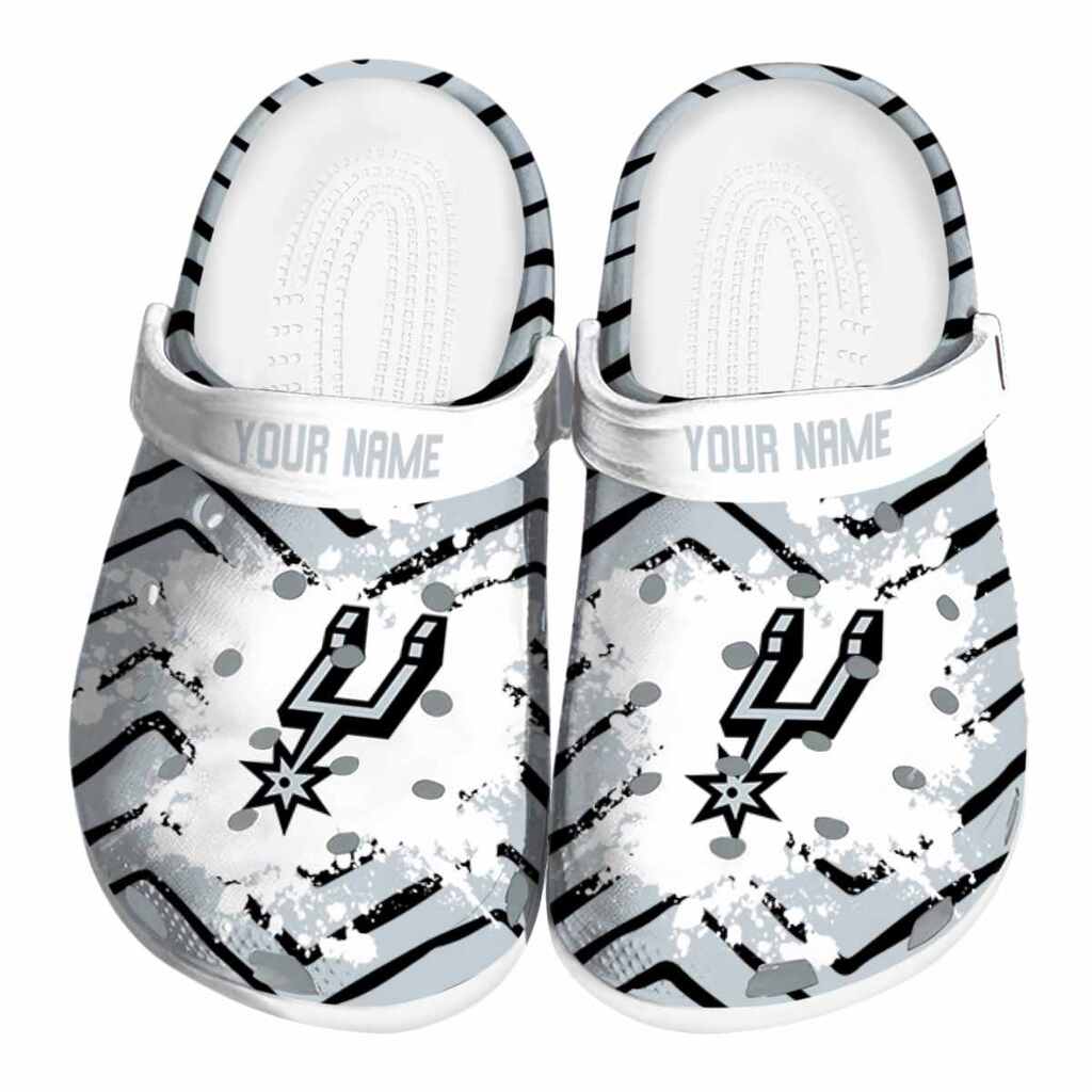 Custom San Antonio Spurs Zigzag Paint Burst ClogTVC1801732