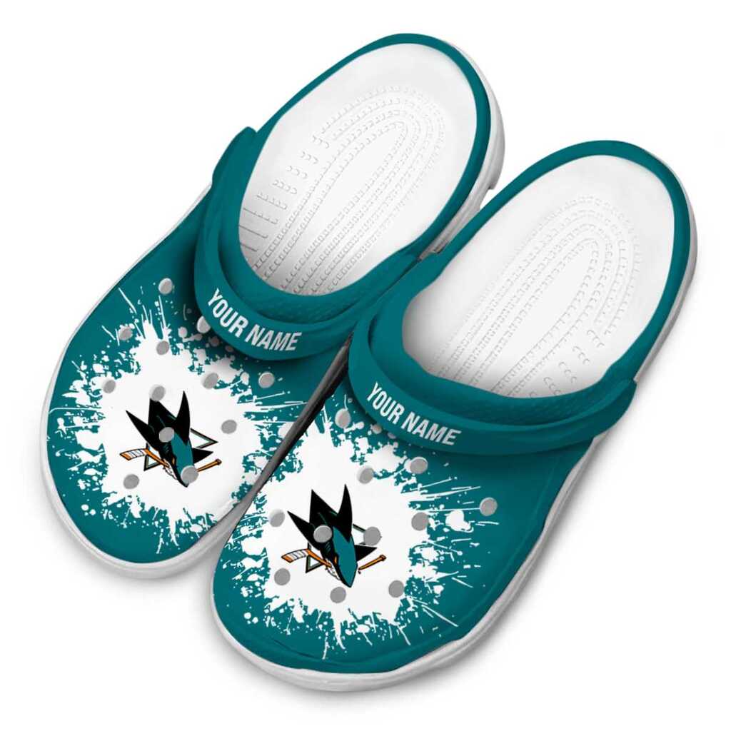 Custom San Jose Sharks Splatter Background ClogTVC1801903 - Image 4