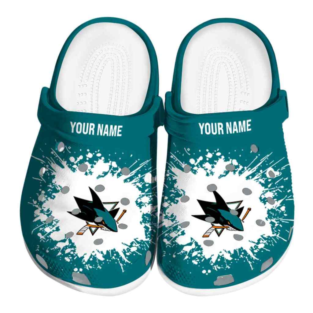 Custom San Jose Sharks Splatter Background ClogTVC1801903