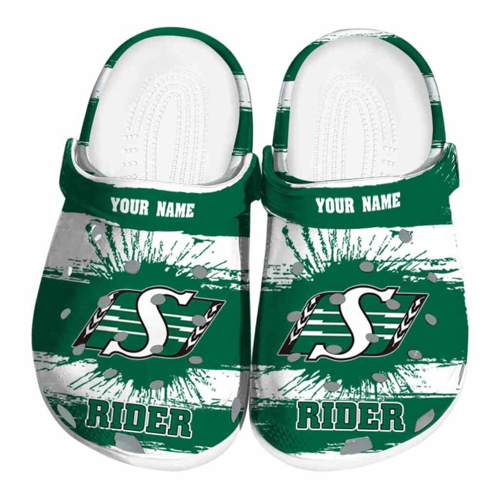 Custom Saskatchewan Roughriders Paint Splatter Graphics ClogTVC1801726