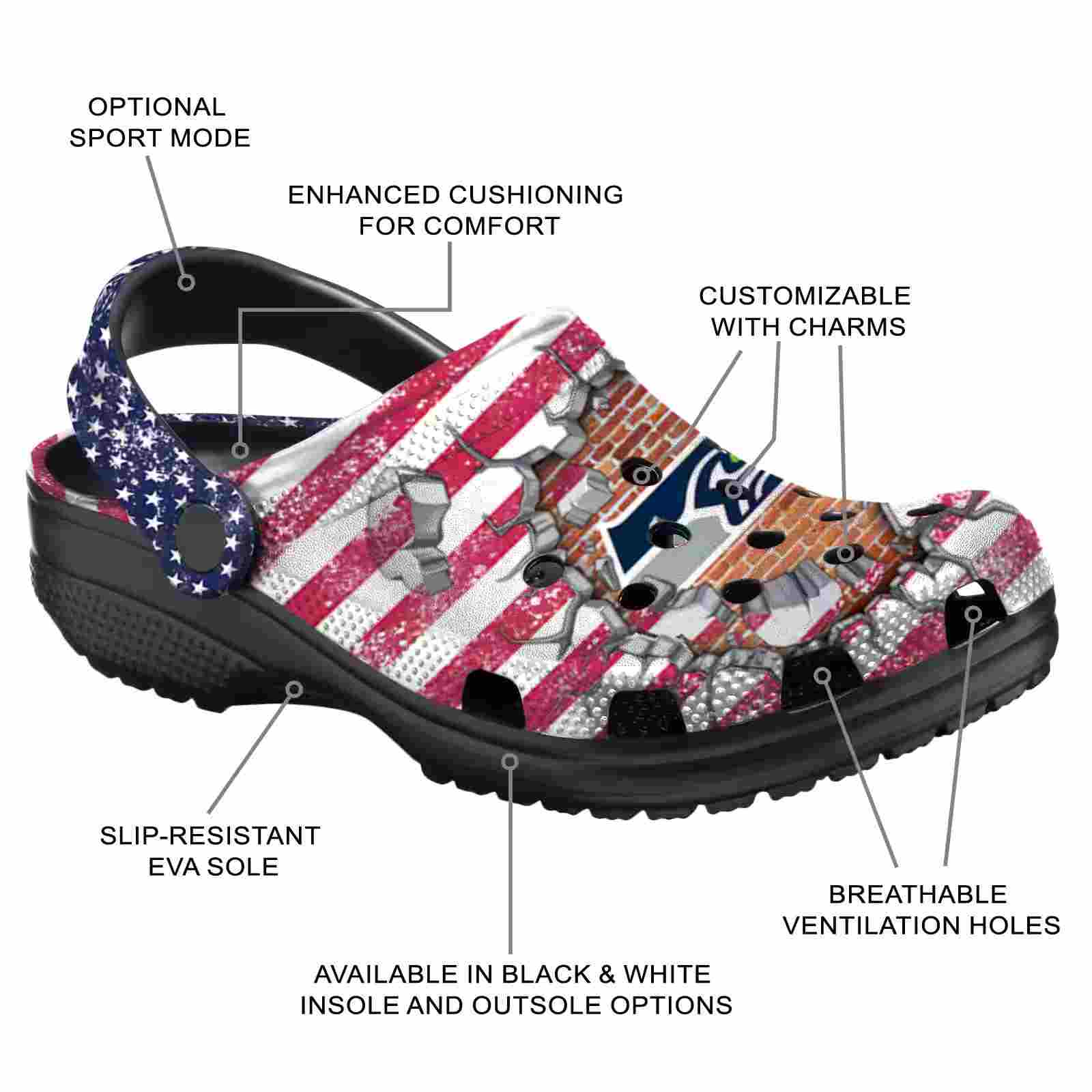 Custom Seattle Seahawks Freedom Splinter ClogTVC180139 - Image 5