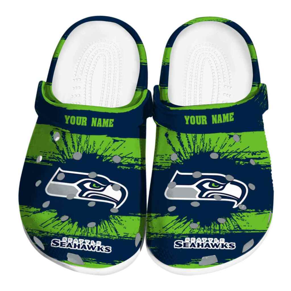 Custom Seattle Seahawks Paint Splatter Graphics ClogTVC180139