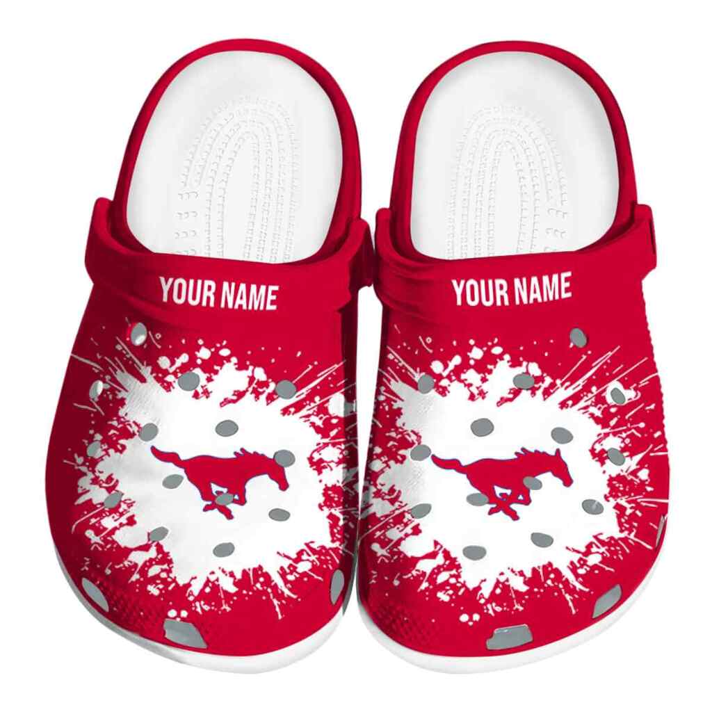 Custom SMU Mustangs Splatter Background ClogTVC1801719