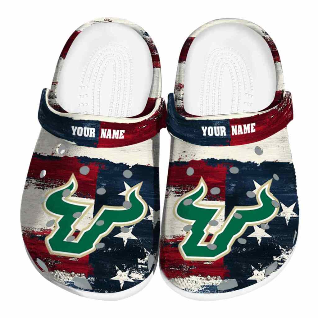 Custom South Florida Bulls Patriotic Stripes ClogTVC1801772