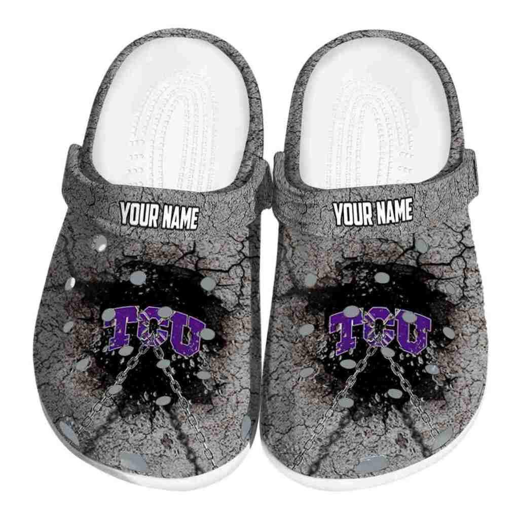 Custom TCU Horned Frogs Cracked Ground Texture ClogTVC180169