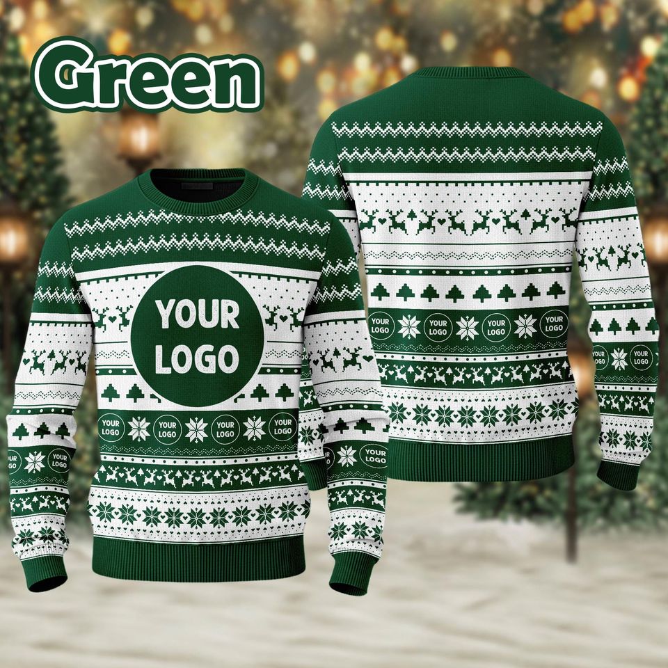 Custom Team Logo Ugly Sweater,Front & Back Design Company Christmas Sweatshirt - Image 6