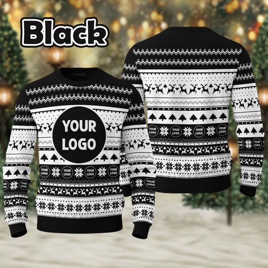 Custom Team Logo Ugly Sweater,Front & Back Design Company Christmas Sweatshirt - Image 10