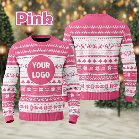 Custom Team Logo Ugly Sweater,Front & Back Design Company Christmas Sweatshirt - Image 16