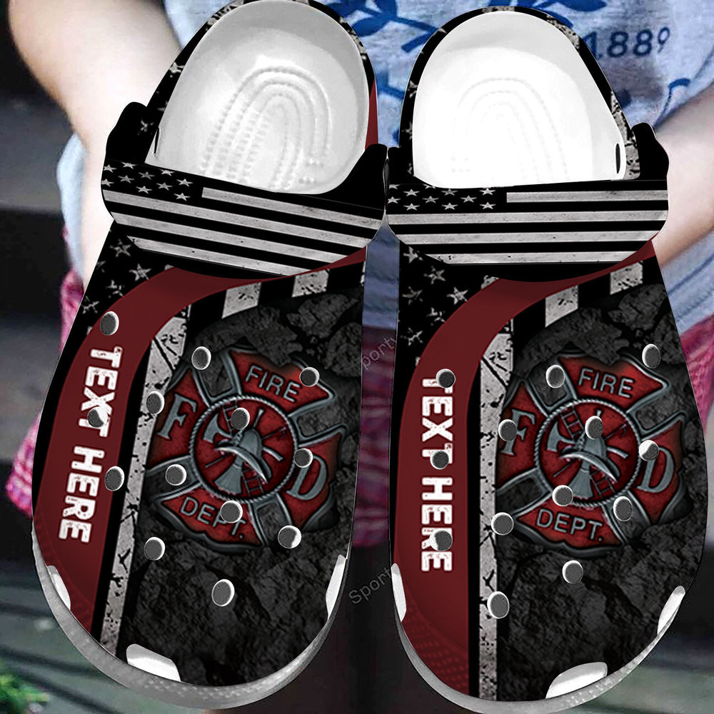 Custom Text Vintage Fire Dept Firefighter Clogs Shoes