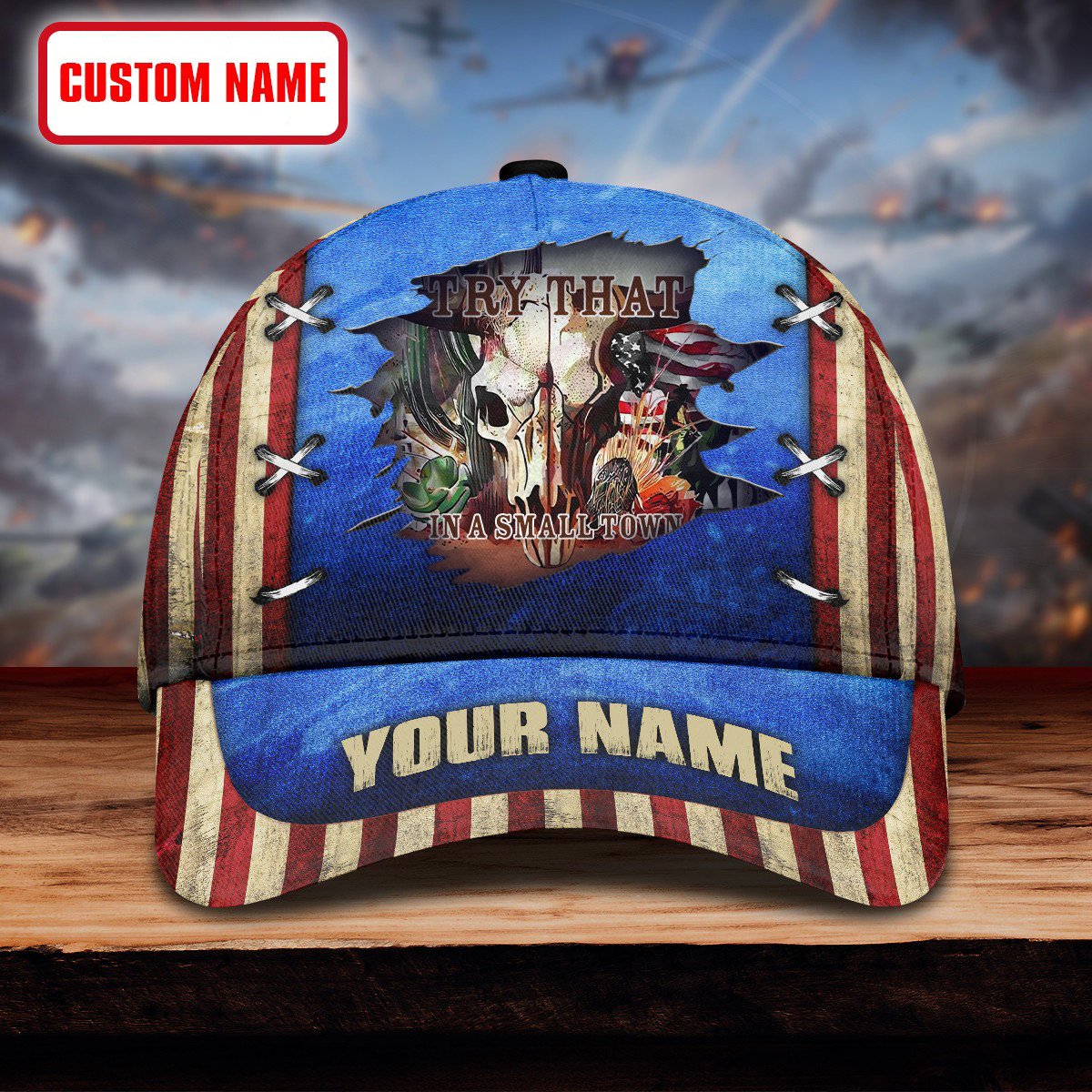 Custom Try That In A Small Town Hat Old American Flag Country Music Gift For Fans Trucker Hats Custom Hats Gifts For Men & Women