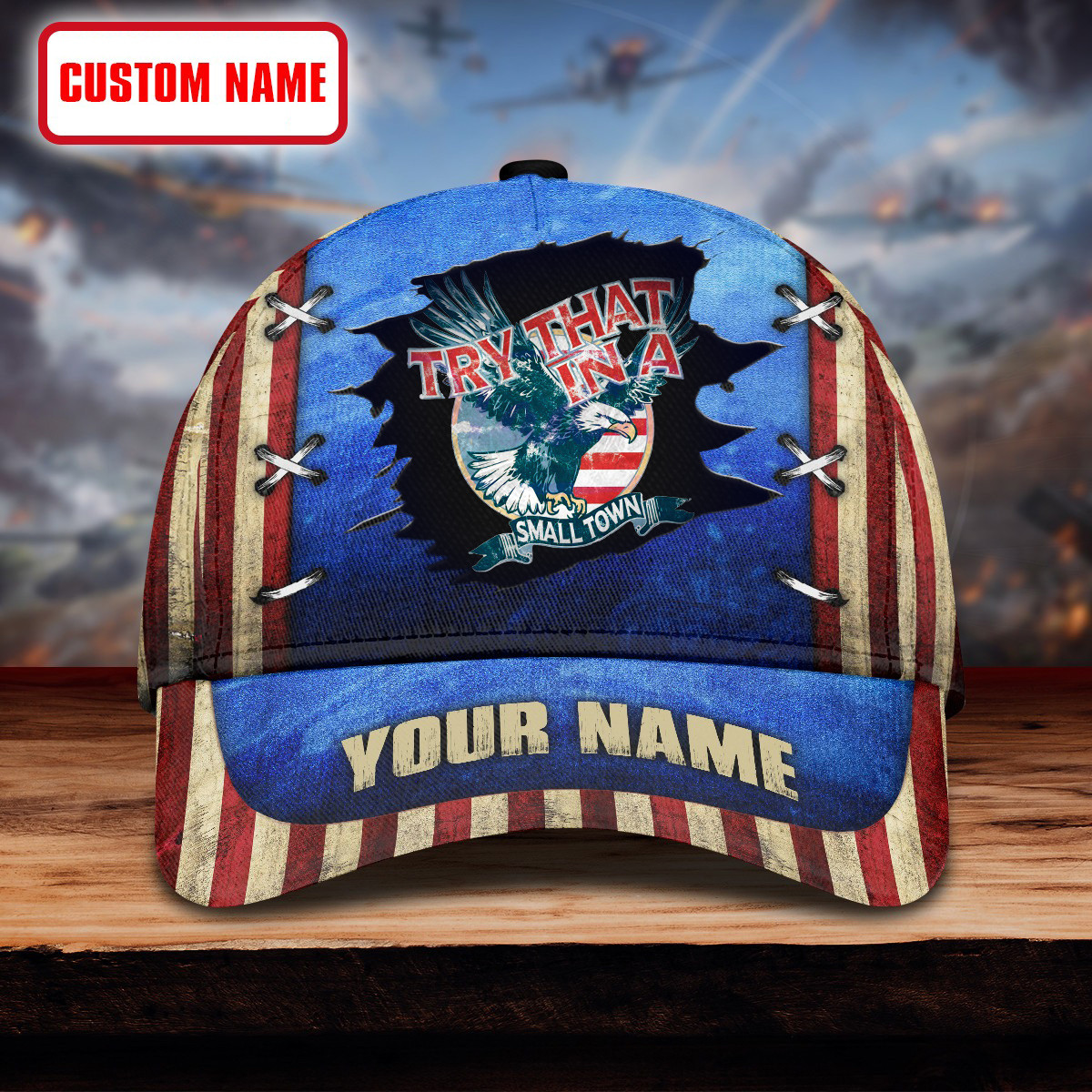 Custom Try That In A Small Town Hat USA Eagle I Stand With Aldean Country Music Lovers Gift Trucker Hats Custom Hats Gifts For Men & Women