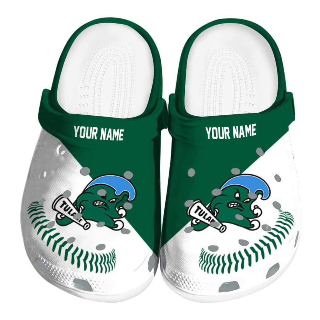 Custom Tulane Green Wave Baseball Motif ClogTVC1801804