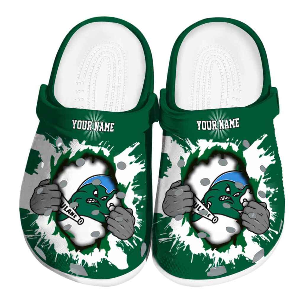 Custom Tulane Green Wave Gripping Hand ClogTVC1801804