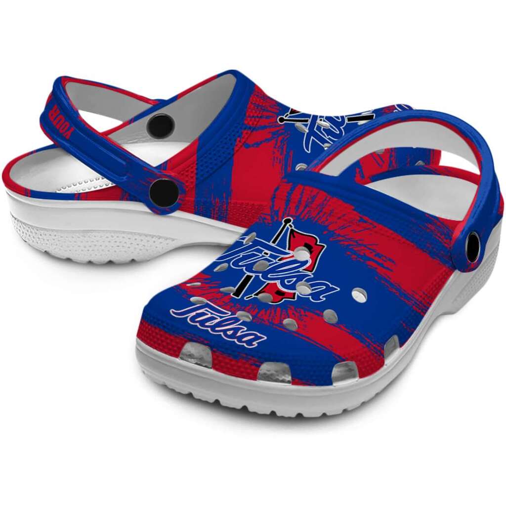 Custom Tulsa Golden Hurricane Paint Splatter Graphics ClogTVC1801745 - Image 3