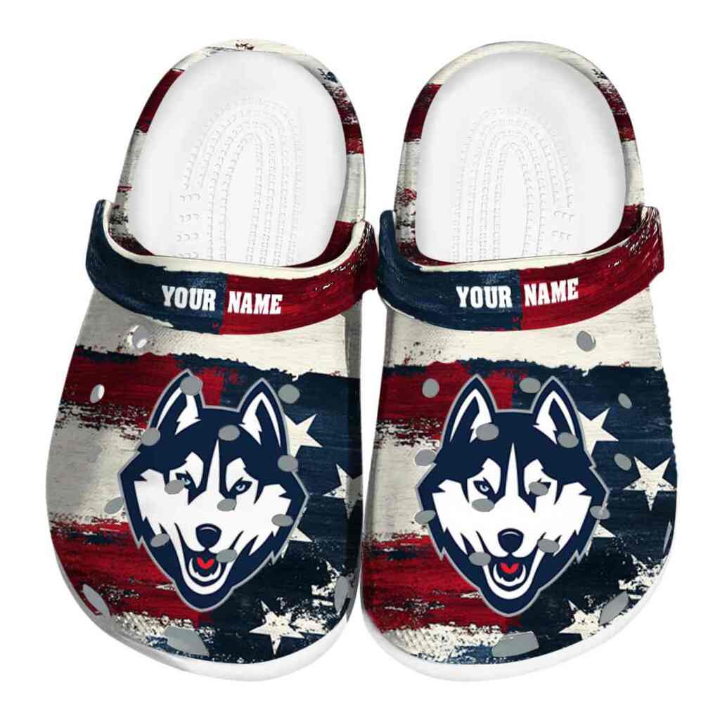 Custom UConn Huskies Patriotic Stripes ClogTVC1801776